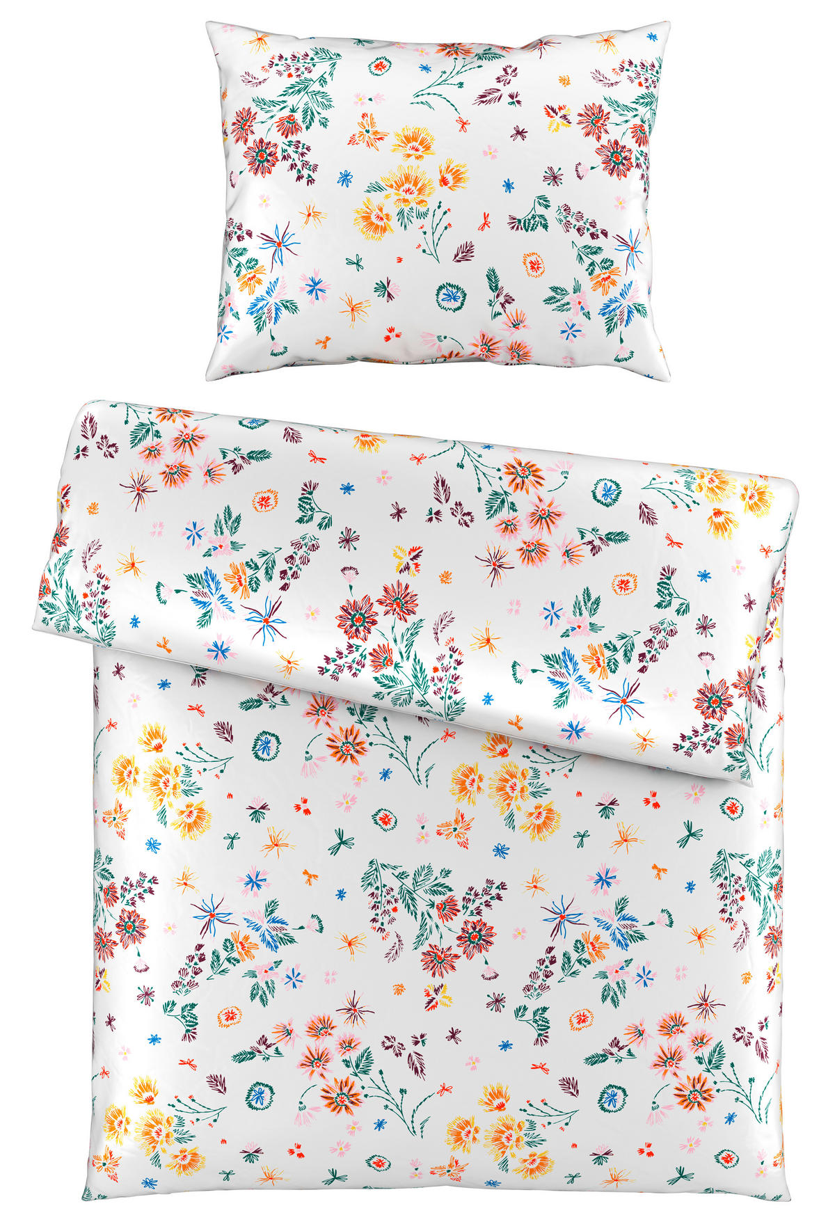 POSTELJINA KALIO 140/200 cm saten višebojna, bela  - bela/višebojna, Konvencionalno, tekstil (140/200cm) - Esposa