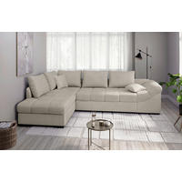 ECKSCHLAFSOFA in Chenille Beige  - Beige/Schwarz, MODERN, Holz/Textil (202/298cm) - MID.YOU