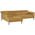 ECKSOFA in Chenille Currygelb  205/280 cm  - Currygelb/Schwarz, Design, Textil/Metall (205/280cm) - Xora