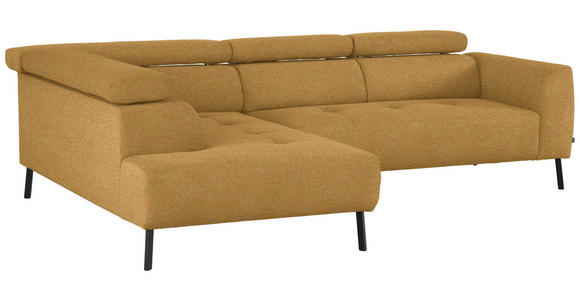 ECKSOFA in Chenille Currygelb 205/280 cm - Currygelb/Schwarz, Design, Textil/Metall (205/280cm) - Xora