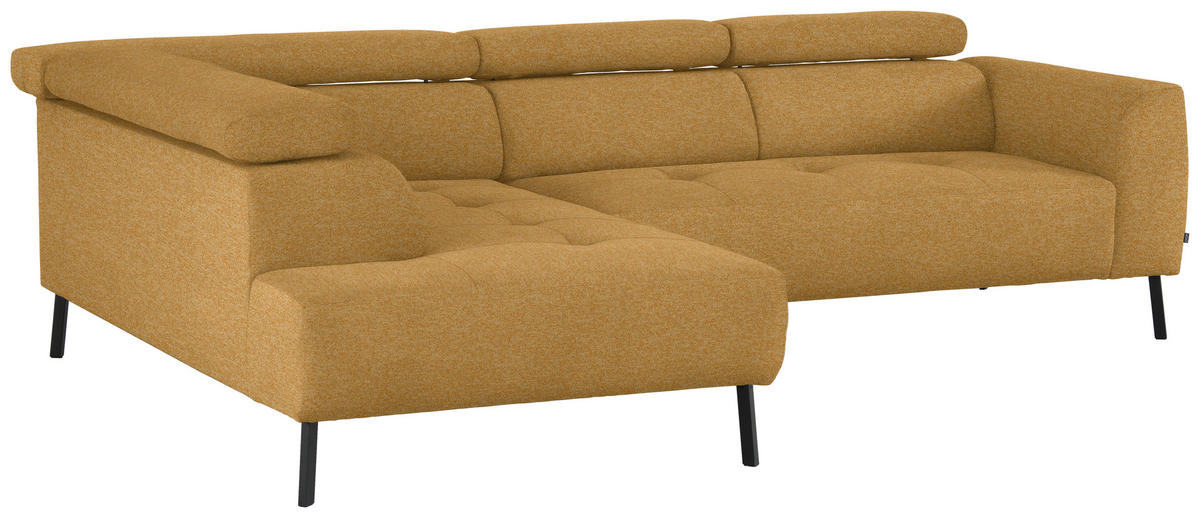 ECKSOFA in Chenille Currygelb  205/280 cm  - Currygelb/Schwarz, Design, Textil/Metall (205/280cm) - Xora