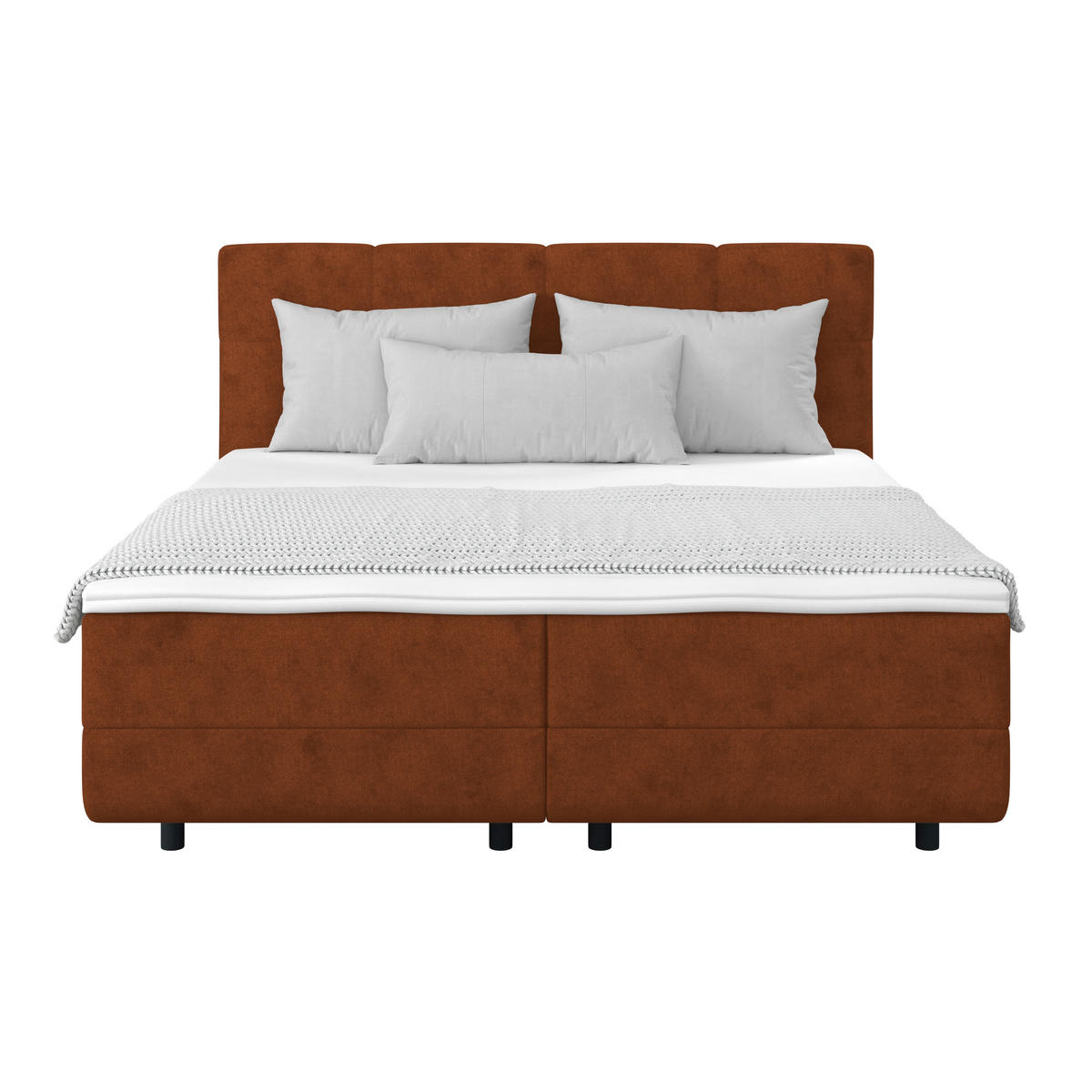 POLSTERBETT Bettkasten, Topper 180/200 cm  in Rostfarben  - Rostfarben/Schwarz, MODERN, Kunststoff/Textil (180/200cm) - MID.YOU