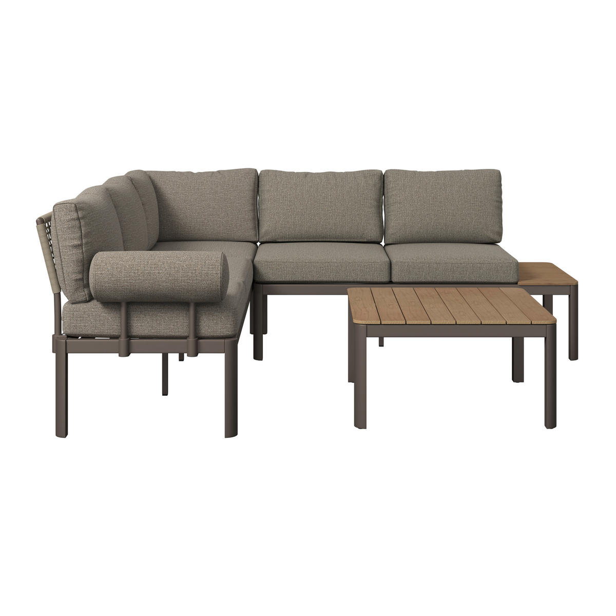 LOUNGEGARNITUR 3-teilig  219/238 cm  Aluminium  - Taupe/Naturfarben, Design, Kunststoff/Textil (219/238cm) - Amatio