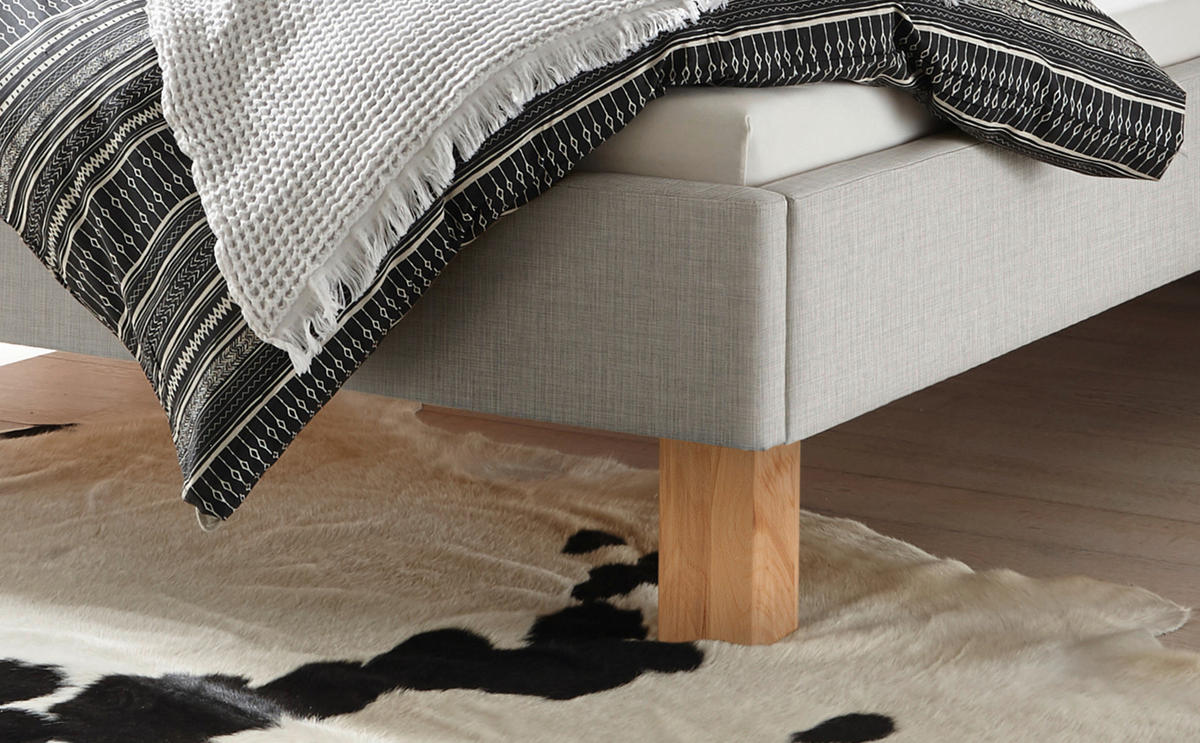 POLSTERBETT gepolstertes Kopfteil Grau, Buchefarben 160/200 cm  - Buchefarben/Grau, Design, Holz/Textil (160/200cm) - Hasena
