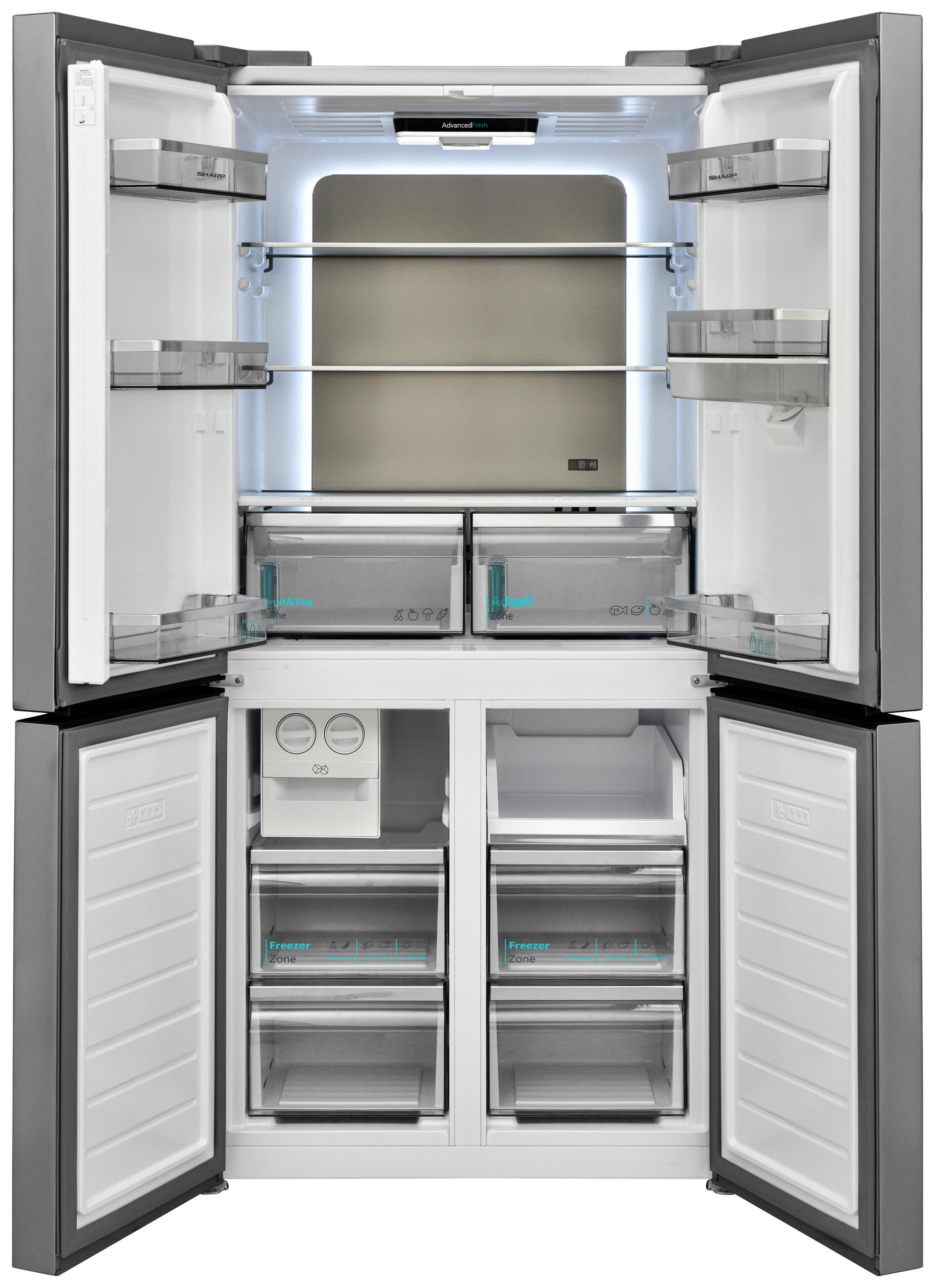 FRENCH-DOOR 84/179/69 cm SJ-NFA35IHDPD-EU  - Edelstahlfarben, Design, Glas/Kunststoff (84/179/69cm) - Sharp
