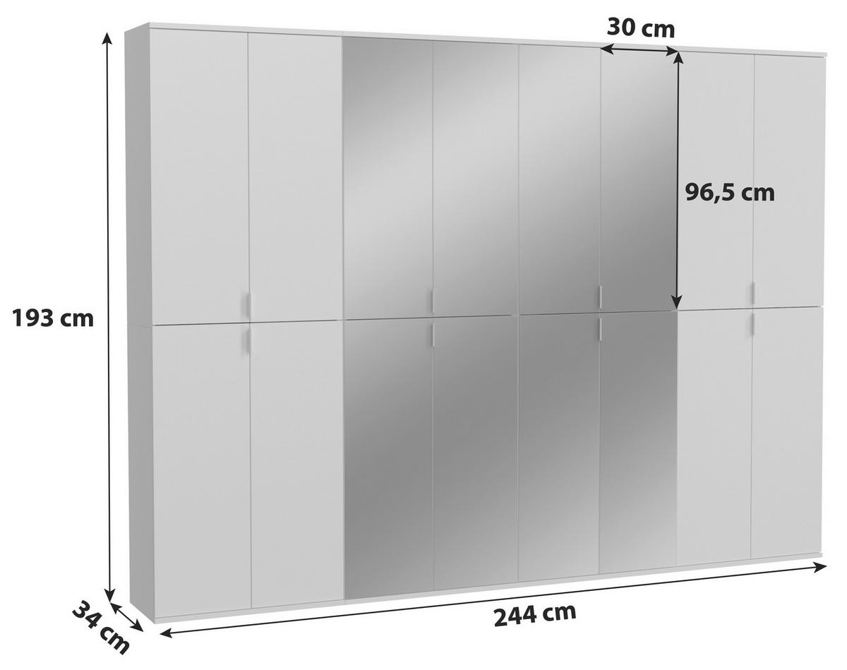 OMARA S KLASIČNIMI VRATI, bela  - barve kroma/bela, Moderno, kovina/steklo (244/193/34cm) - MID.YOU