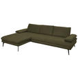 ECKSOFA in Echtleder Olivgrün  180/310 cm  - Schwarz/Olivgrün, Design, Leder/Metall (180/310cm) - Dieter Knoll