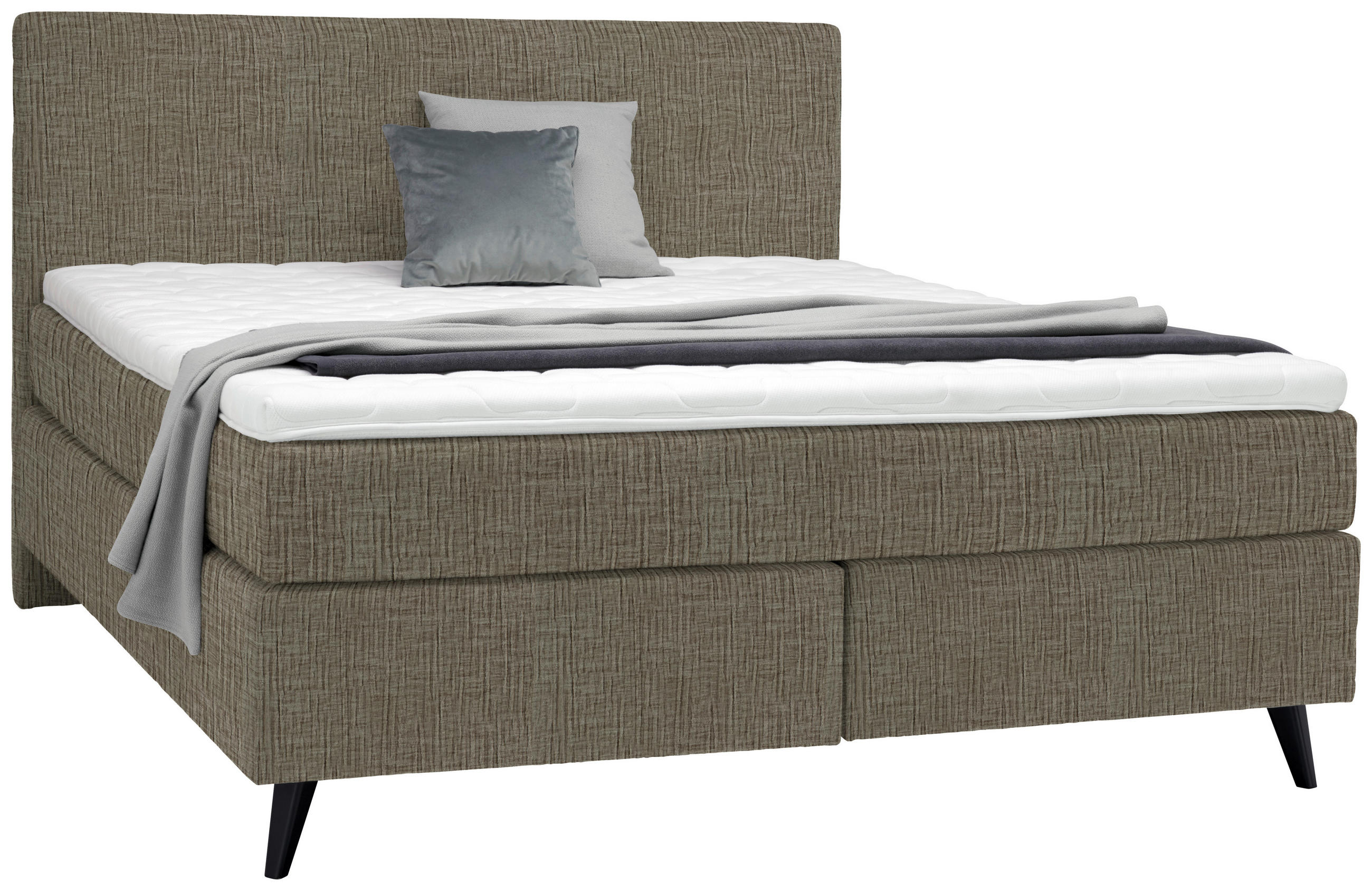 BOXSPRINGBETT 200/200 cm  in Hellbraun  - Hellbraun/Schwarz, KONVENTIONELL, Holz/Textil (200/200cm) - Voleo