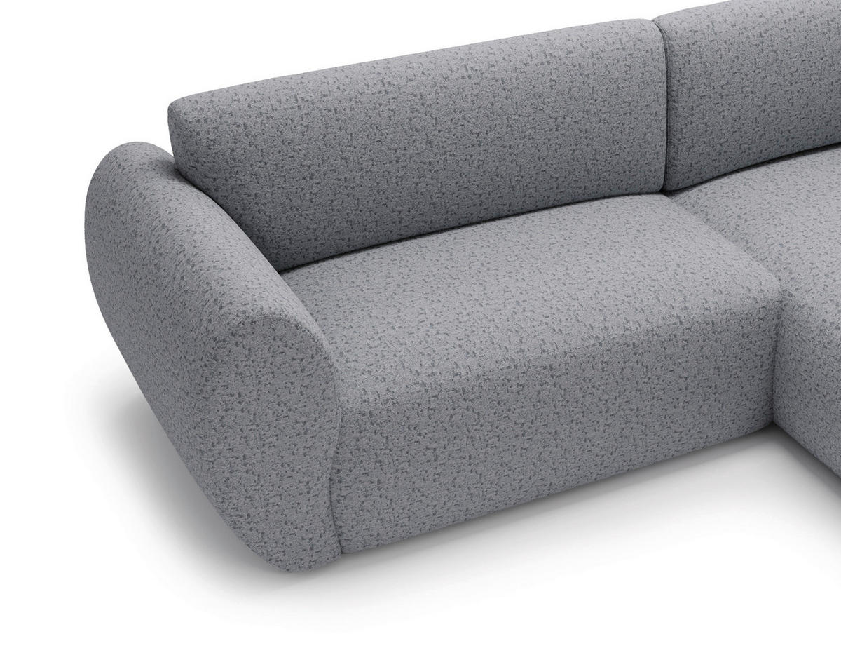 ECKSOFA Chenille Hellgrau  - Hellgrau/Schwarz, Design, Kunststoff/Textil (288/170cm) - Livetastic