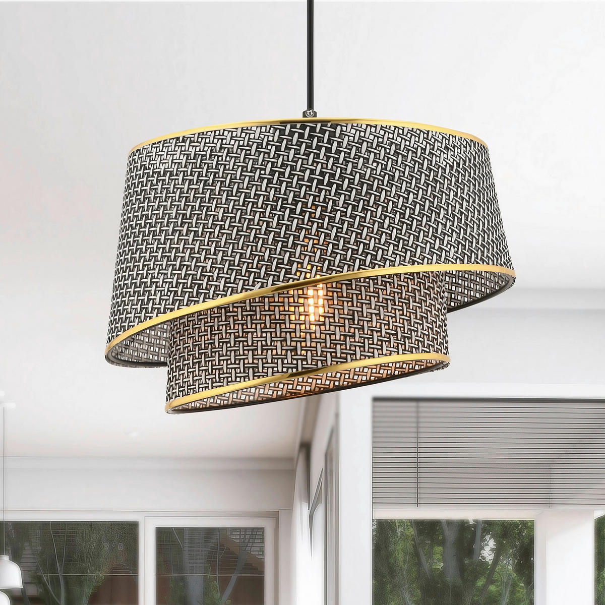 HÄNGELEUCHTE 32/65 cm   - Goldfarben/Grau, Design, Textil/Metall (32/65cm) - P & B