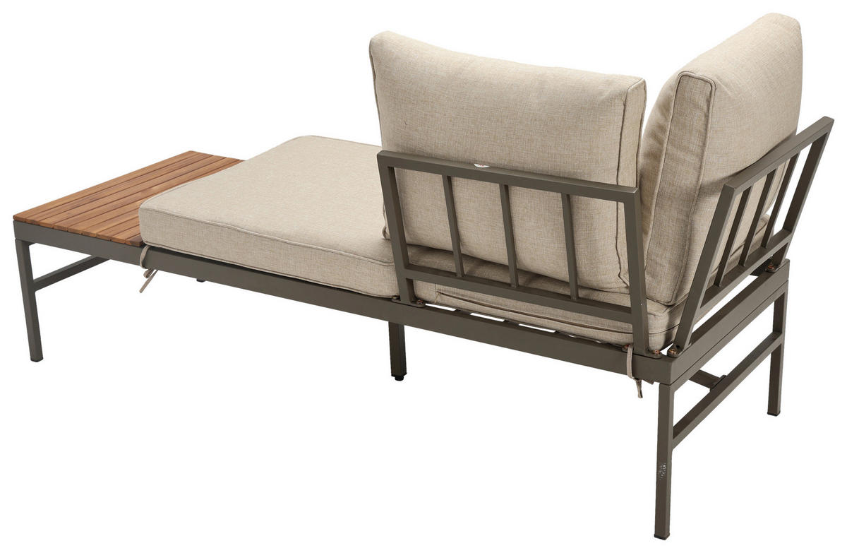 LOUNGEGARNITUR   57/35/57 cm Akazie vollmassiv Aluminium  - Beige/Beigebraun, MODERN, Holz/Textil (57/35/57cm) - Ambia Garden