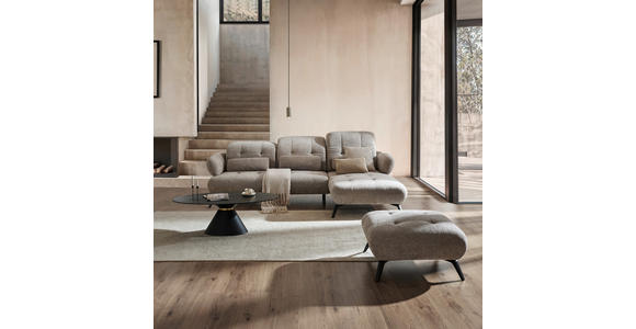 ECKSOFA inkl. Funktionen Taupe Chenille - Taupe/Schwarz, Design, Textil/Metall (282/189cm) - Novel