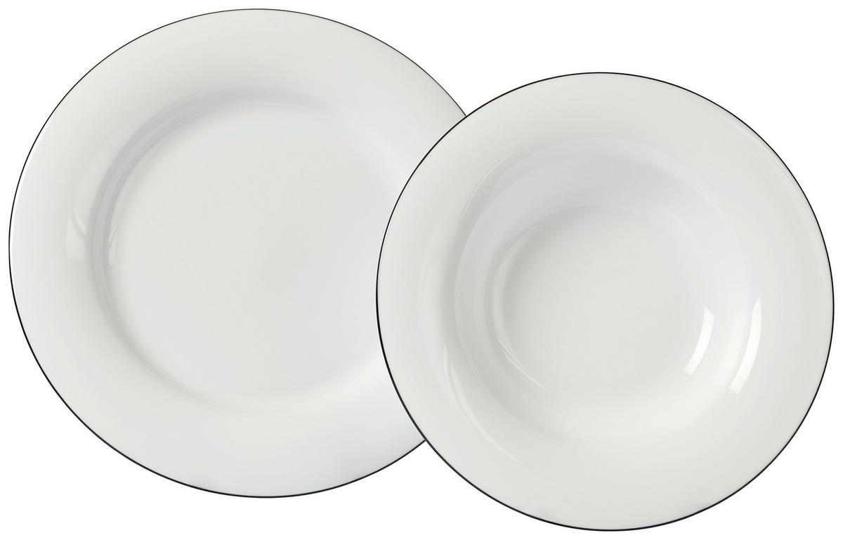 Serviciu De Masă 8 piese  - alb/negru, Basics, ceramică - Novel