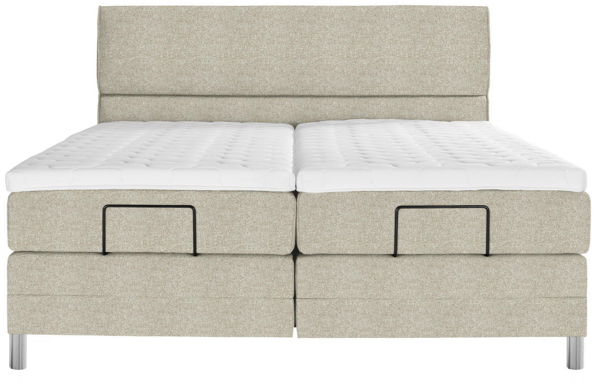BOXSPRINGBETT 180/200 cm  in Beige  - Chromfarben/Beige, Konventionell, Kunststoff/Textil (180/200cm) - Voleo