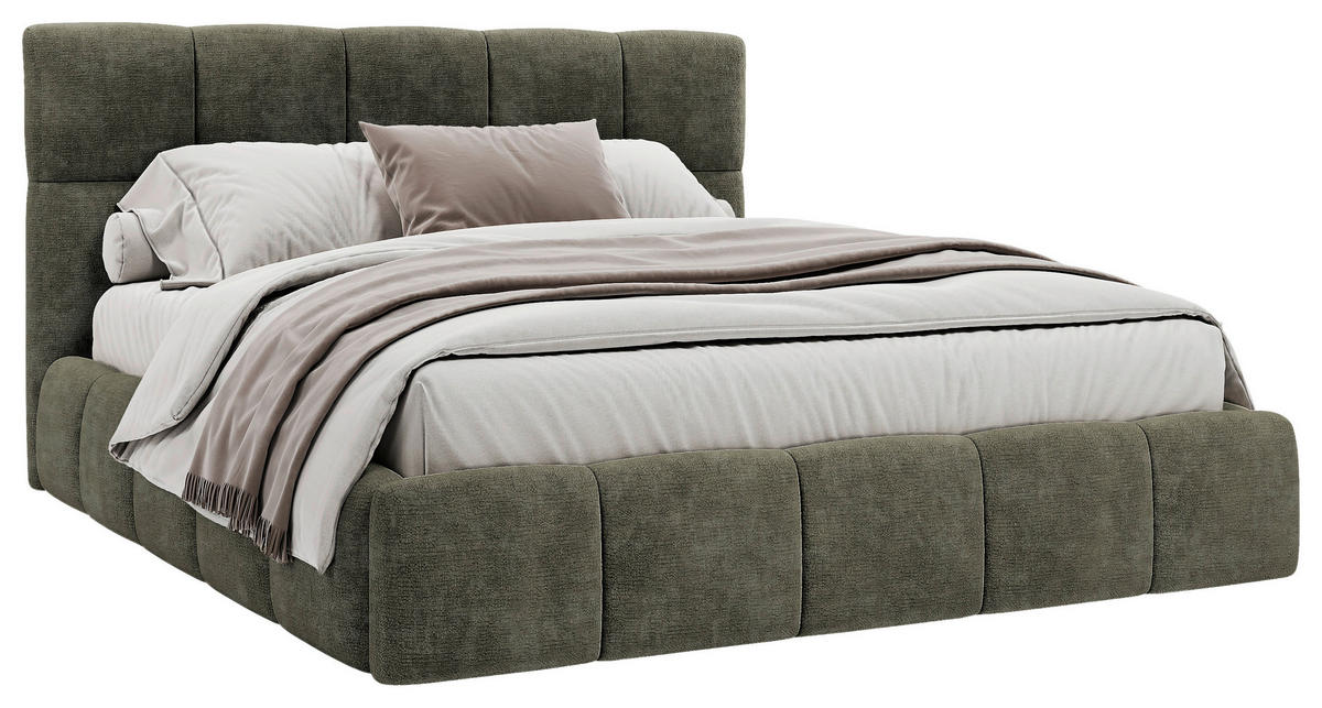 POLSTERBETT 180/200 cm,  in Grau, gepolstertes Kopfteil, Lattenrost, Bettkasten,  - Schwarz/Grau, MODERN, Holz/Holzwerkstoff (180/200cm) - MID.YOU