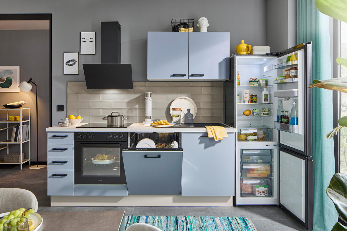 KÜCHENLEERBLOCK XO 15 210 cm  in Kaschmir, Pastellblau  - Kaschmir/Pastellblau, Design, Holzwerkstoff/Metall (210cm) - Xora