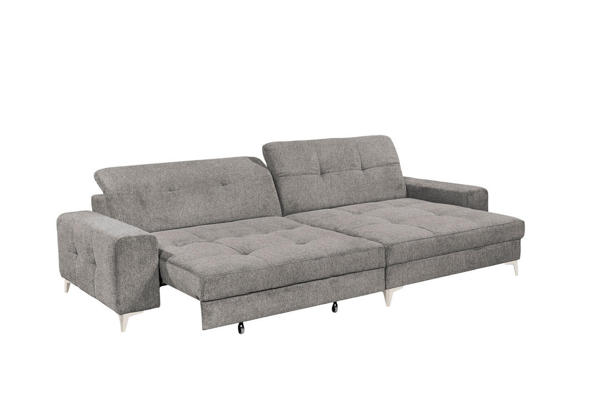 ECKSOFA SORELLA Grau Chenille Kopfteilverstellung, Sitztiefenverstellung  - Kaschmir/Grau, Design, Kunststoff/Textil (328/182cm) - MID.YOU