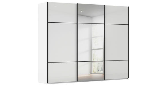 SCHWEBETÜRENSCHRANK 301/223/68 cm 3-türig Weiß - Schwarz/Weiß, KONVENTIONELL, Glas/Holzwerkstoff (301/223/68cm) - Novel