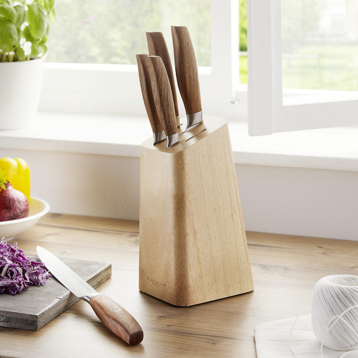 MESSERBLOCK 6-teilig  - Silberfarben/Braun, KONVENTIONELL, Holz (10,5/22,7/12,7cm) - Echtwerk