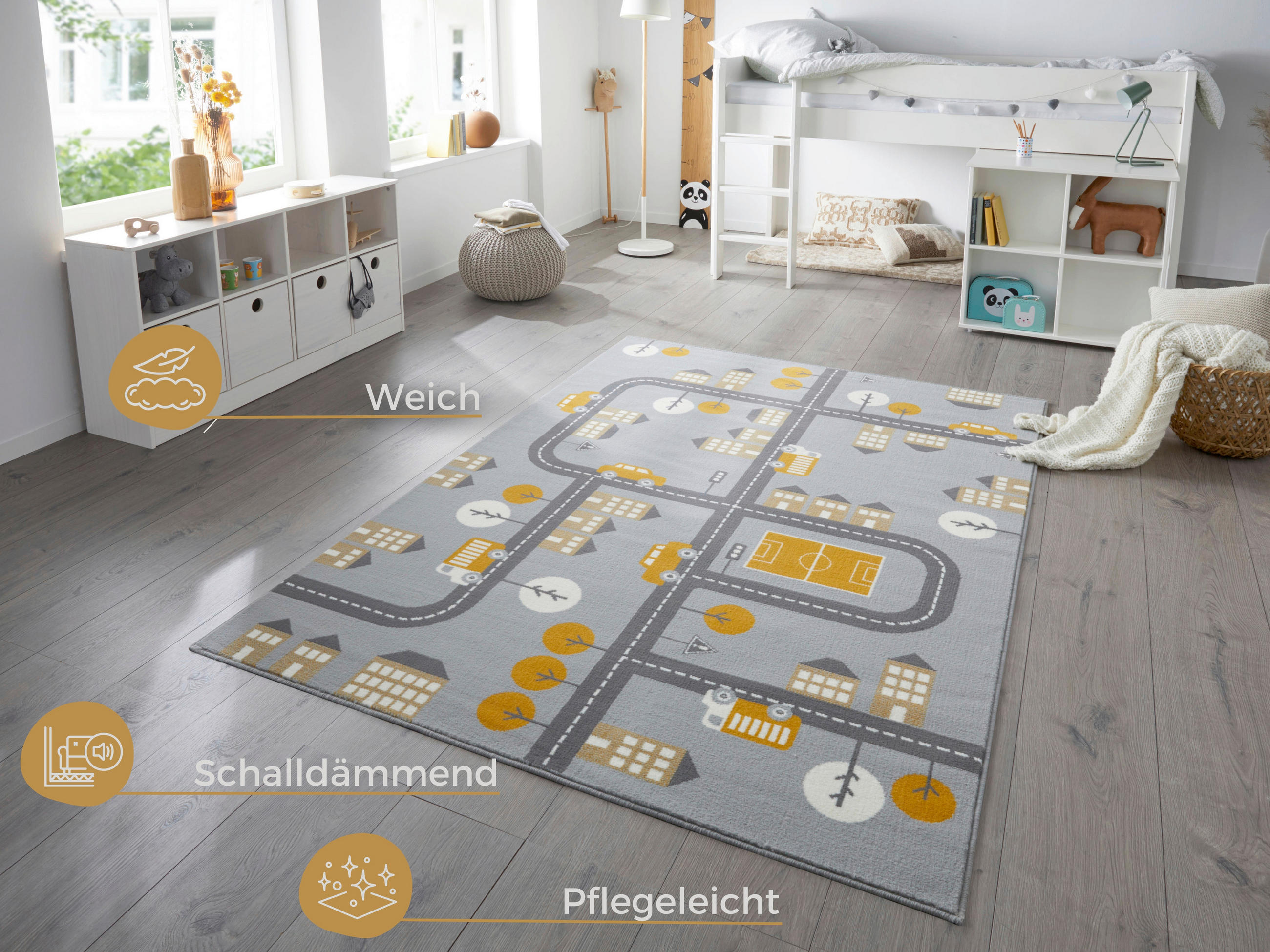 KINDERTEPPICH 80/150 cm Adventures  - Grau/Honig, Design, Kunststoff/Textil (80/150cm)