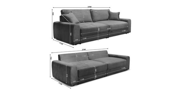 BIGSOFA Cord Dunkelgrau  - Dunkelgrau/Schwarz, MODERN, Kunststoff/Textil (278/93/112cm) - Carryhome