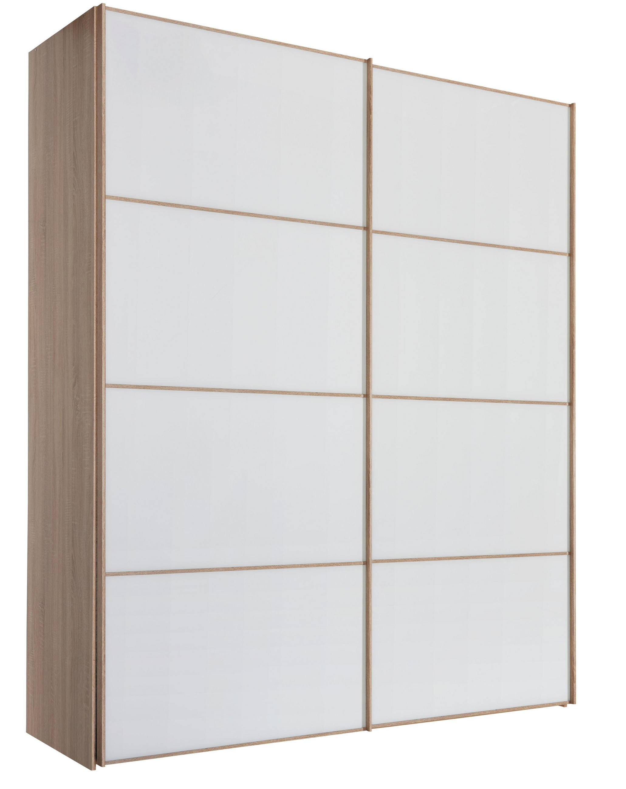Schwebetürenschrank in Weiß, Sonoma Eiche