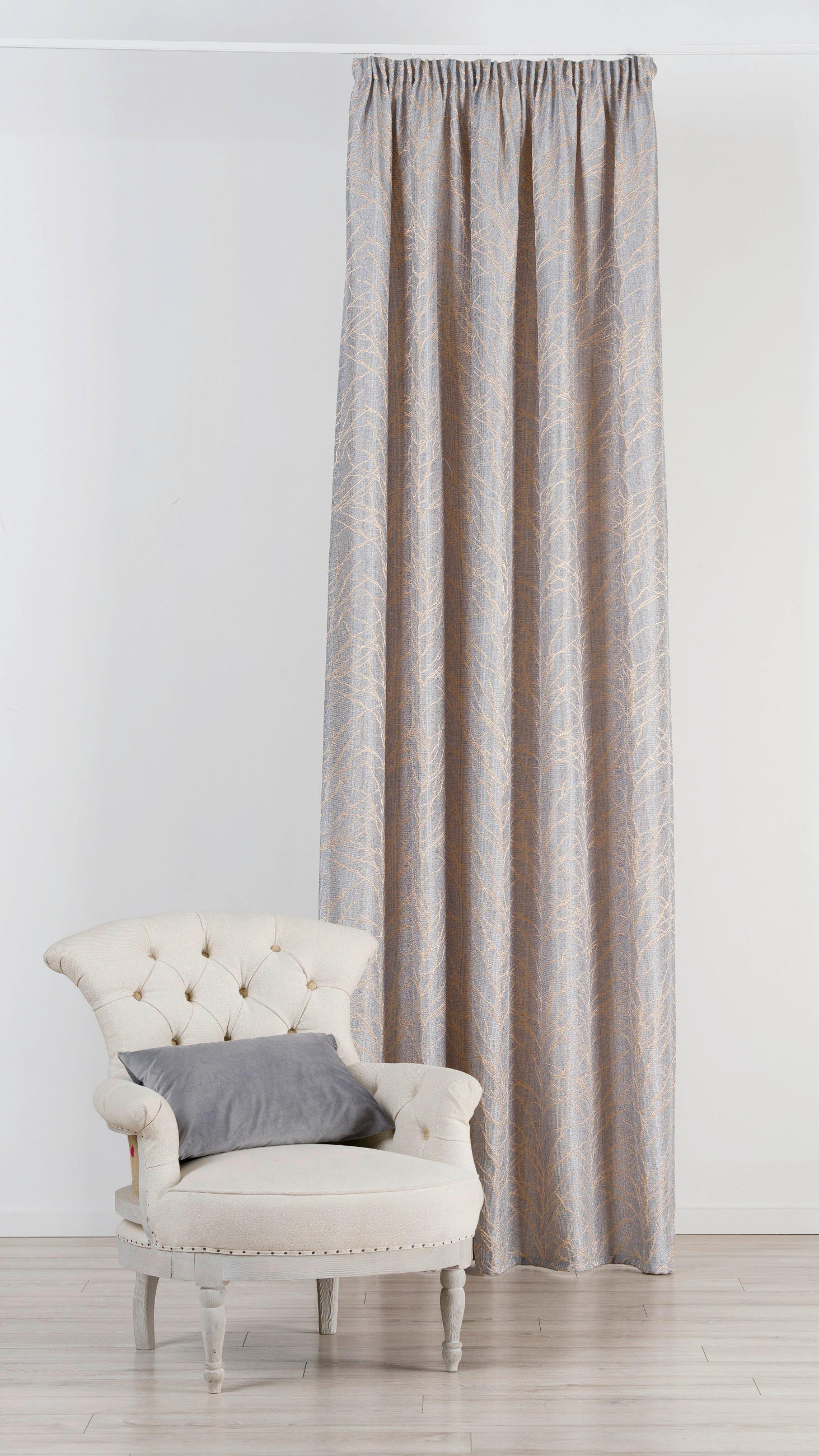 MATERIAL PERDELE ȘI DRAPERII obscuritate  - auriu/gri, Basics, textil (45/140cm)