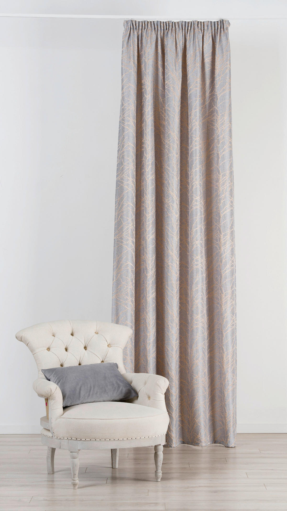 MATERIAL PERDELE ȘI DRAPERII obscuritate  - auriu/gri, Basics, textil (45/140cm)