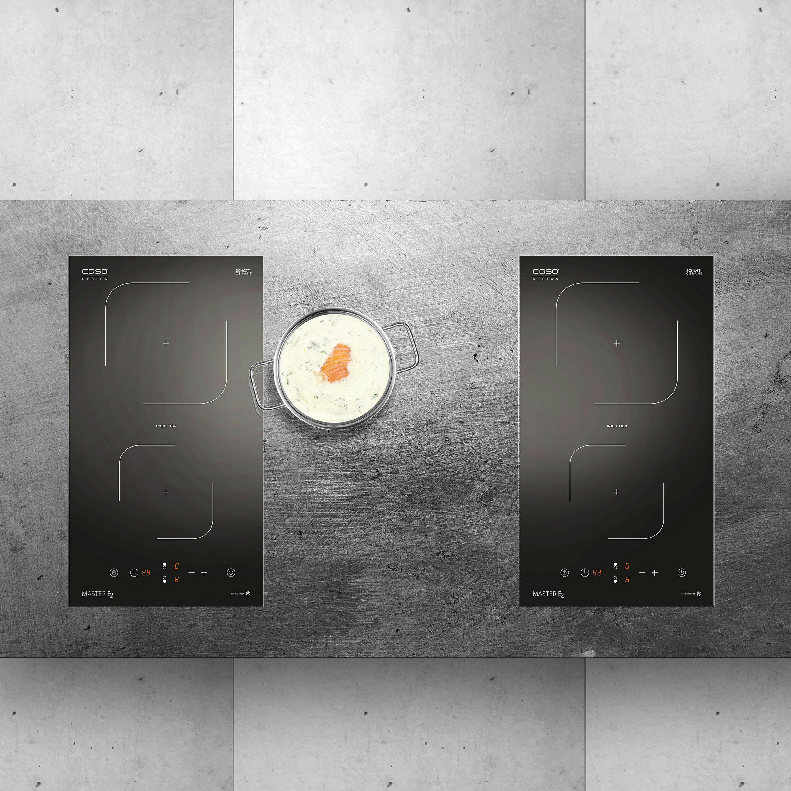 INDUKTIONSKOCHFELD Master E2 Einbau  - Schwarz, Basics, Glas (29,0/6,0/52,0cm) - CASO Design