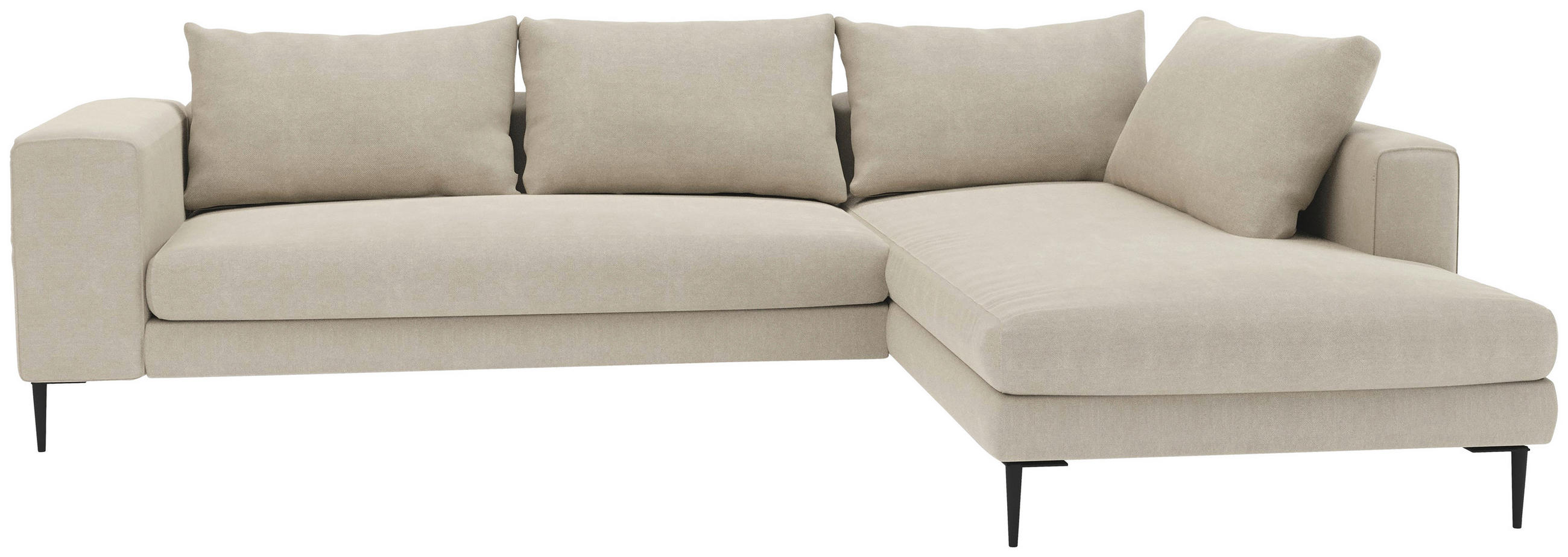 ECKSOFA Beige Struktur  - Beige/Schwarz, MODERN, Textil/Metall (295/210cm) - MID.YOU