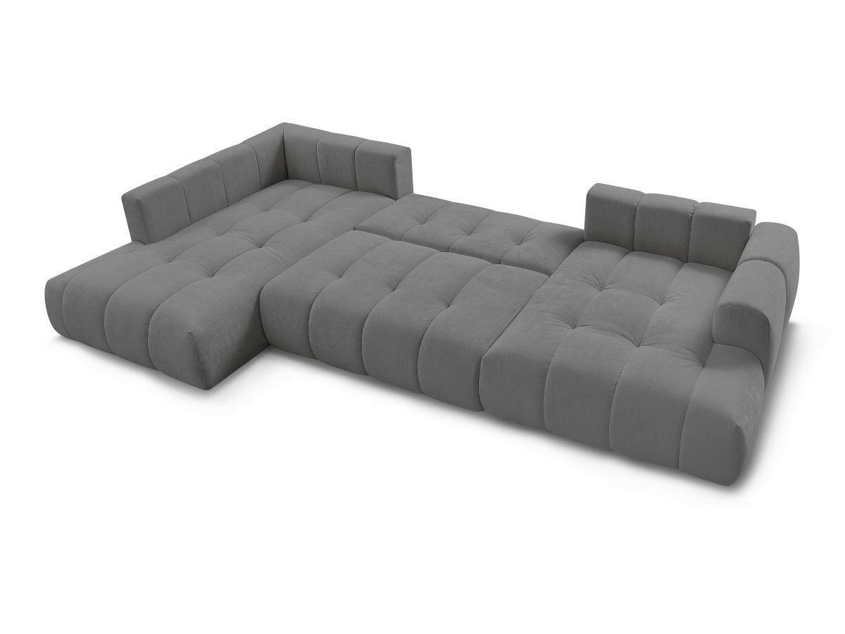 WOHNLANDSCHAFT  FUJI  Dunkelgrau Leinenoptik  - Dunkelgrau/Schwarz, MODERN, Kunststoff/Textil (204/377/160cm)