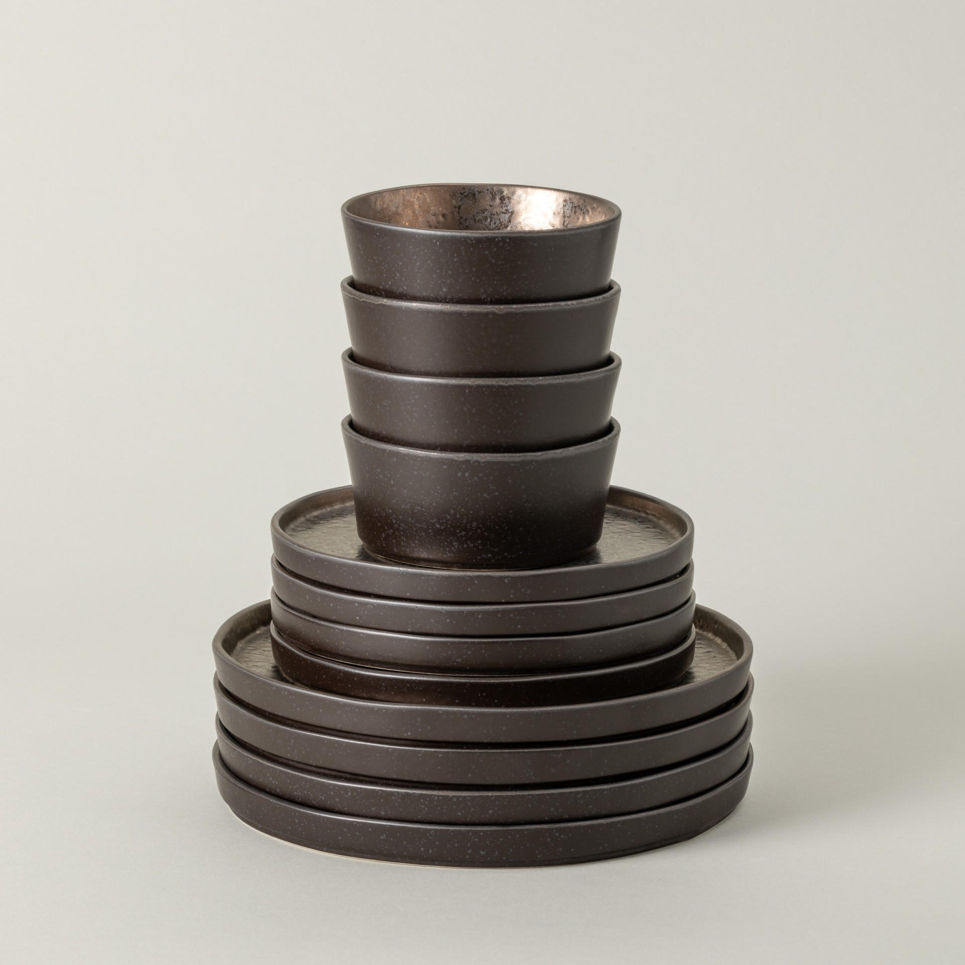 KOMBISERVICE Braun, Bronzefarben LAGOA 12-teilig 4 Personen  - Braun/Bronzefarben, Basics, Keramik - Costa Nova