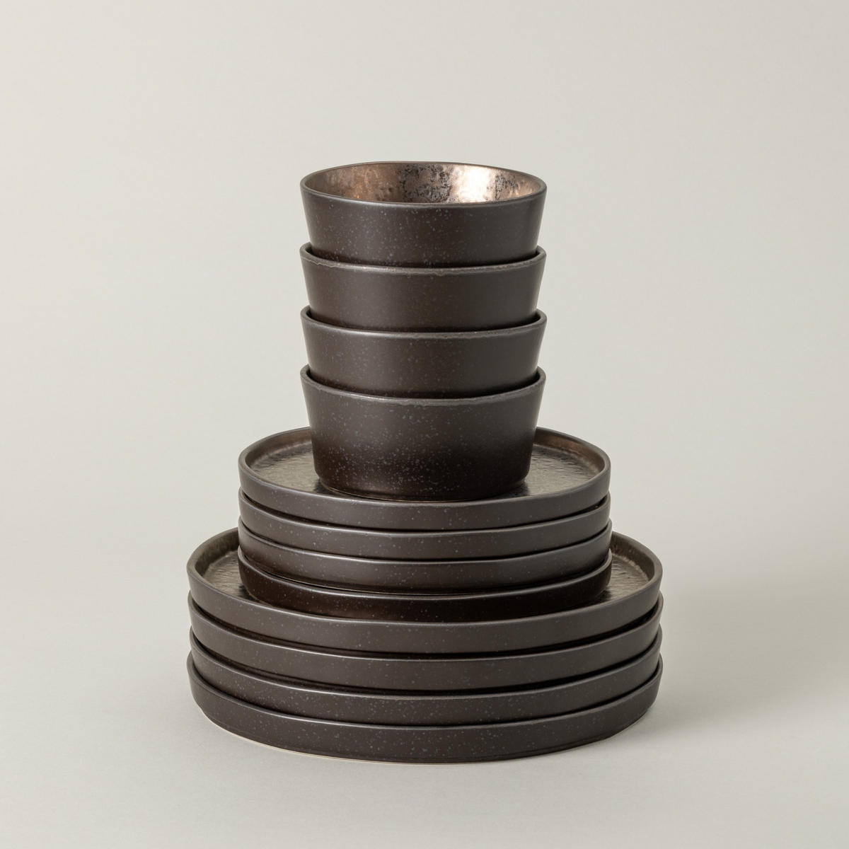 KOMBISERVICE Braun, Bronzefarben LAGOA 12-teilig 4 Personen  - Braun/Bronzefarben, Basics, Keramik - Costa Nova
