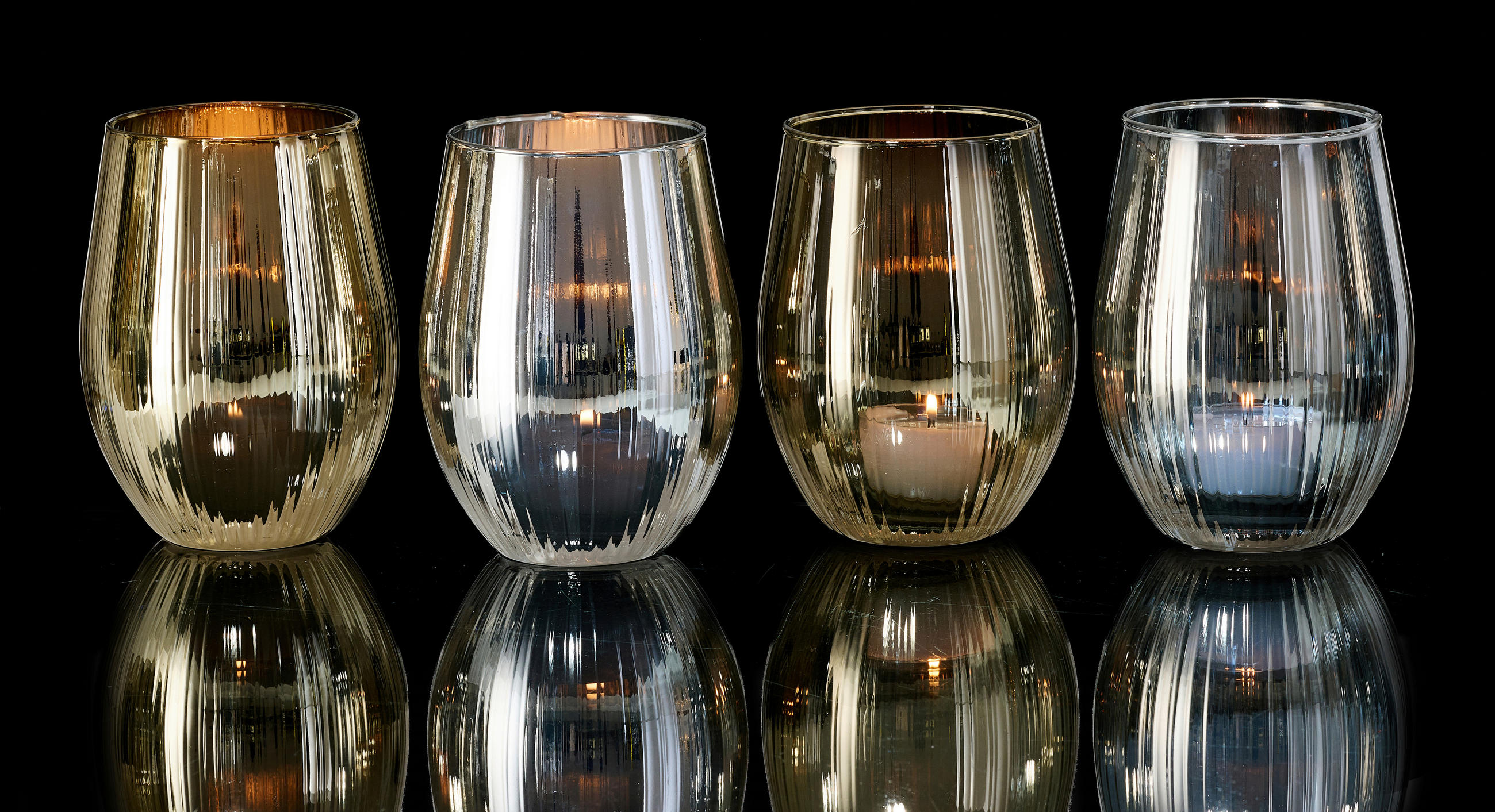 KERZENHALTER - Silberfarben/Goldfarben, KONVENTIONELL, Glas (10/13cm) - Ritzenhoff Breker