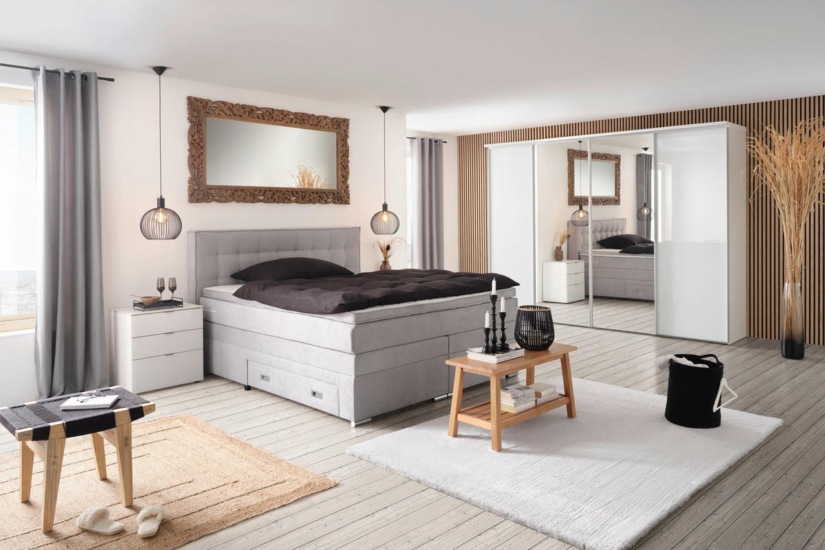 BOXSPRING KREVET 180/200 cm     plava  - plava, Moderno, drvni materijal (180/200cm) - Hom`in