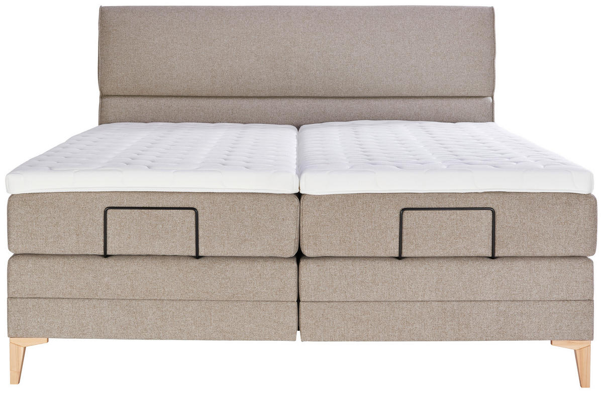 BOXSPRINGBETT 200/200 cm  in Hellbraun  - Hellbraun/Eichefarben, Konventionell, Holz/Textil (200/200cm) - Voleo