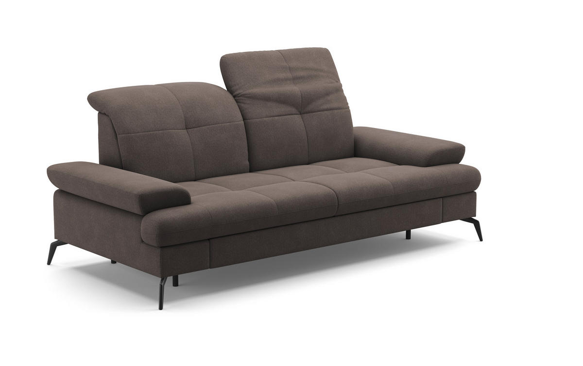 2,5-SITZER in Flachgewebe Graphitfarben  - Schwarz/Graphitfarben, Konventionell, Textil/Metall (202/90/122cm) - Sit & More