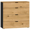 KOMMODE 90/87/43 cm  in Schwarz, Eichefarben  - Eichefarben/Schwarz, Design, Holz/Holzwerkstoff (90/87/43cm) - Jutzler