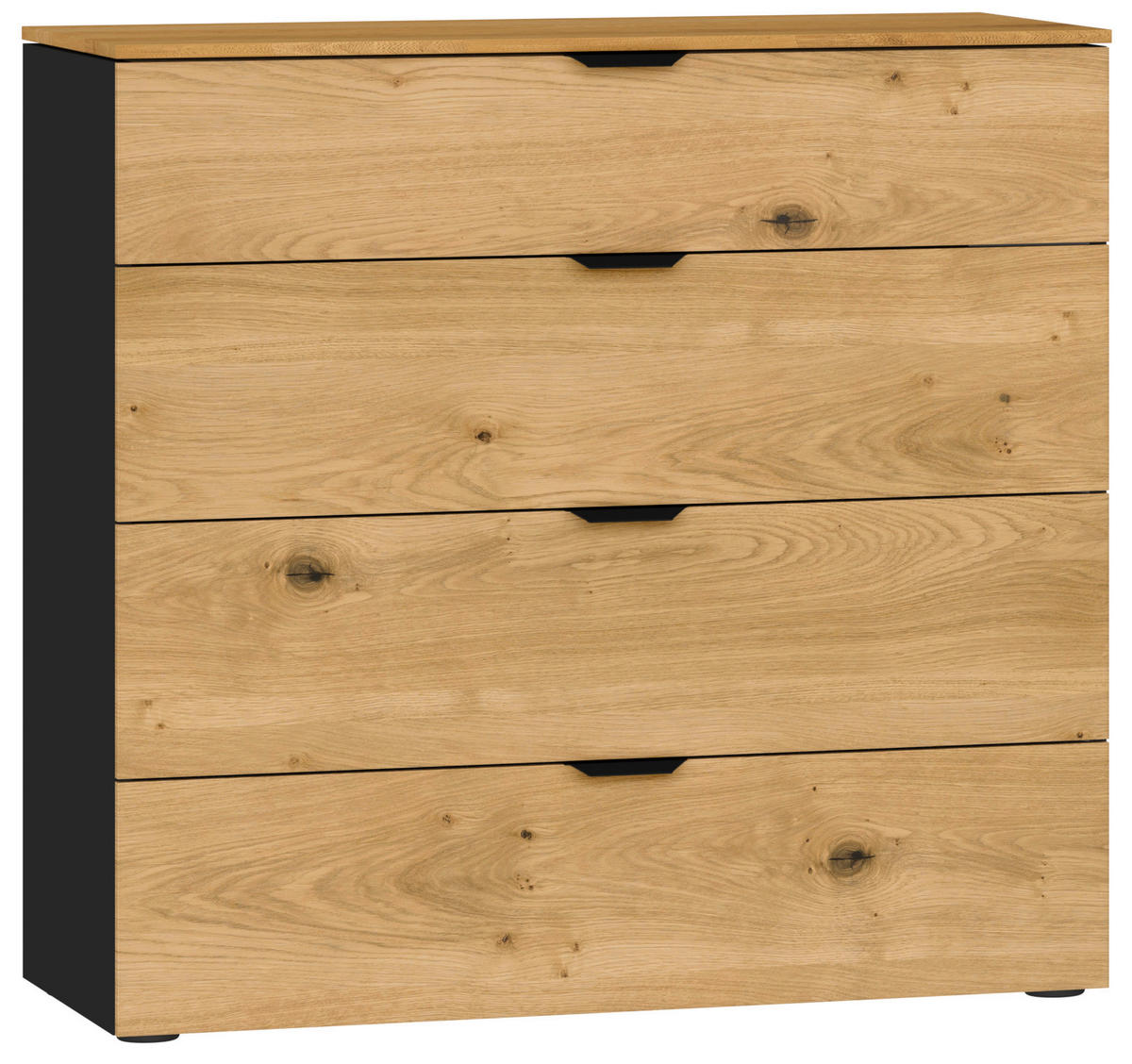 KOMMODE 90/87/43 cm  in Schwarz, Eichefarben  - Eichefarben/Schwarz, Design, Holz/Holzwerkstoff (90/87/43cm) - Jutzler