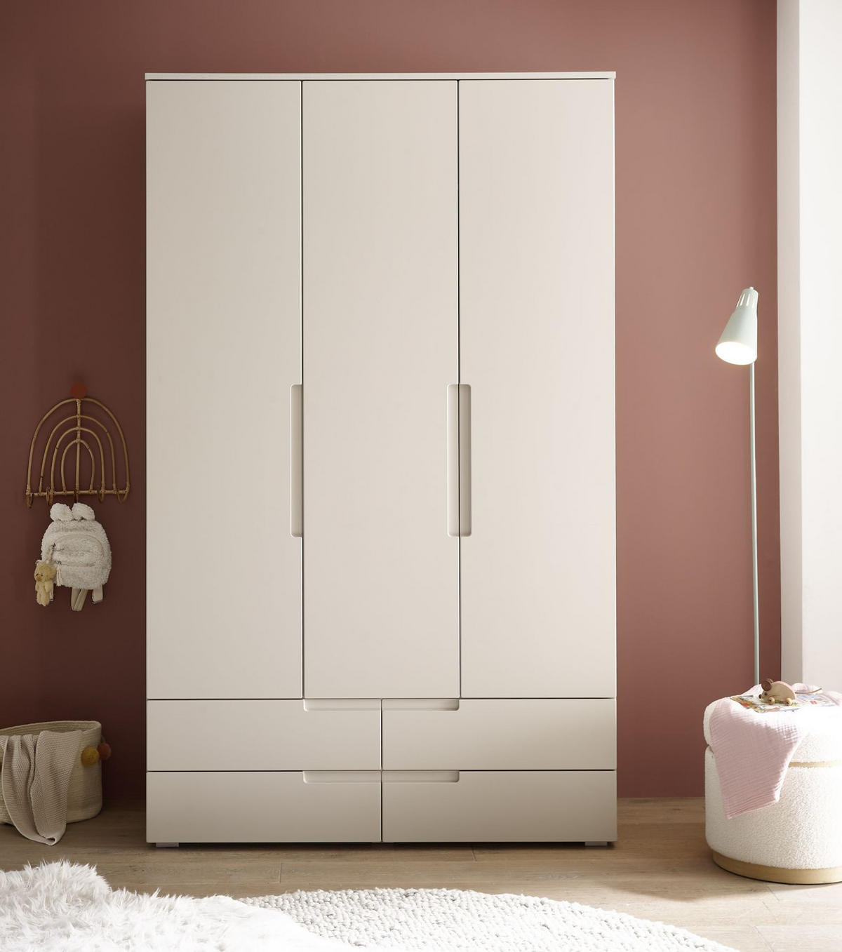 BABYKLEIDERSCHRANK Luca / Corner  - Kaschmir, Basics, Holzwerkstoff (126/208/57cm)