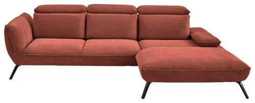 ECKSOFA Kupferfarben Cord  - Schwarz/Kupferfarben, Design, Textil/Metall (301/202cm) - Moderano