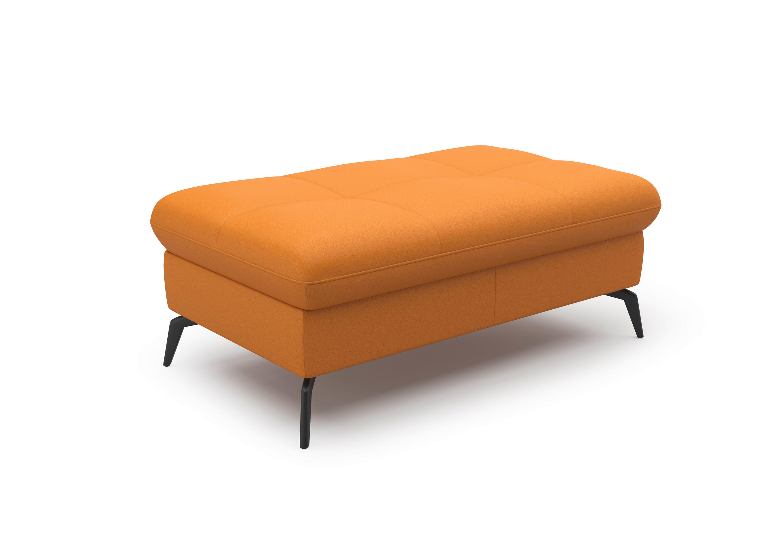 HOCKER in Leder Currygelb - Currygelb/Schwarz, Konventionell, Leder/Metall (102/47/69cm) - Sit & More