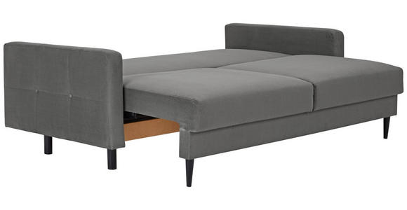 SCHLAFSOFA in Samt Grau  - Schwarz/Grau, KONVENTIONELL, Holz/Textil (220/95/98cm) - Carryhome