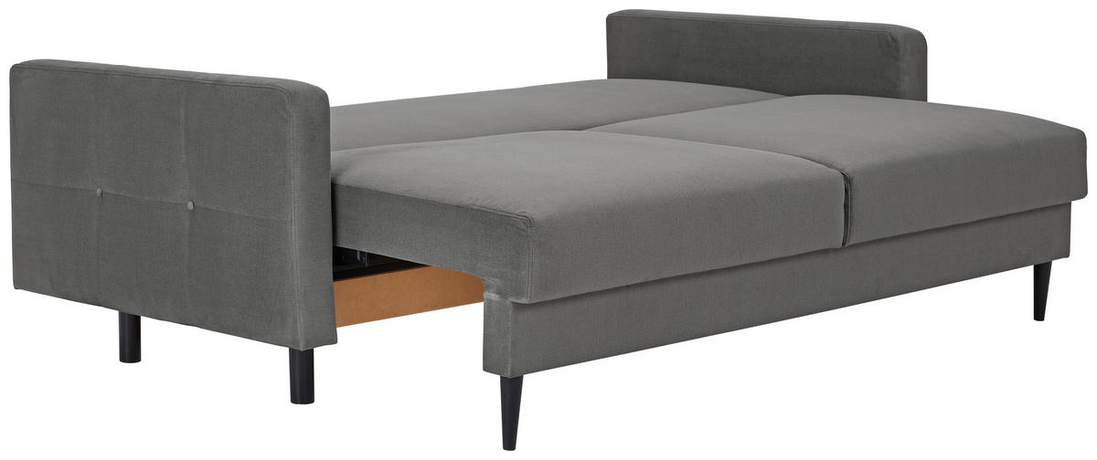 SCHLAFSOFA in Samt Grau  - Schwarz/Grau, Konventionell, Holz/Textil (220/95/98cm) - MID.YOU
