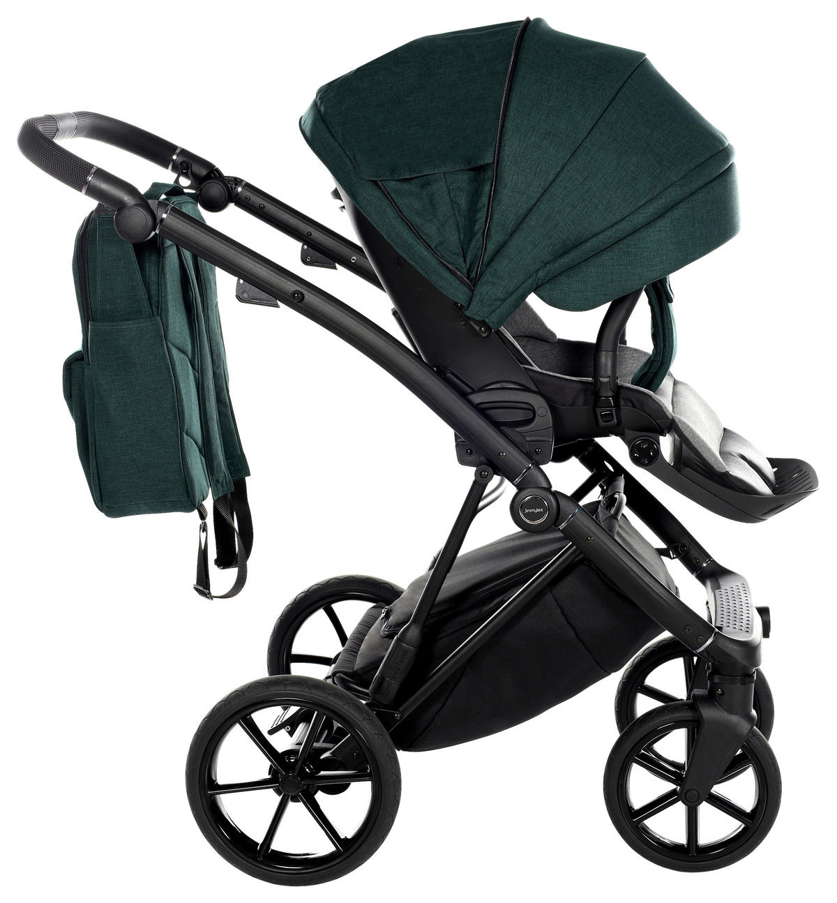 KINDERWAGENSET Fashion Premium  - Dunkelgrün/Schwarz, Trend, Textil/Metall (105/59/105cm) - Jimmylee