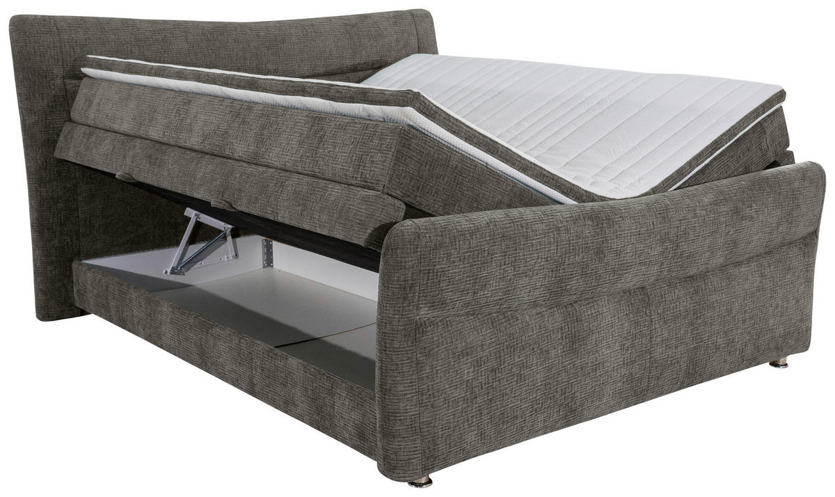 BOXSPRINGBETT 180/200 cm  in Grau  - Chromfarben/Grau, Konventionell, Textil/Metall (180/200cm) - Esposa