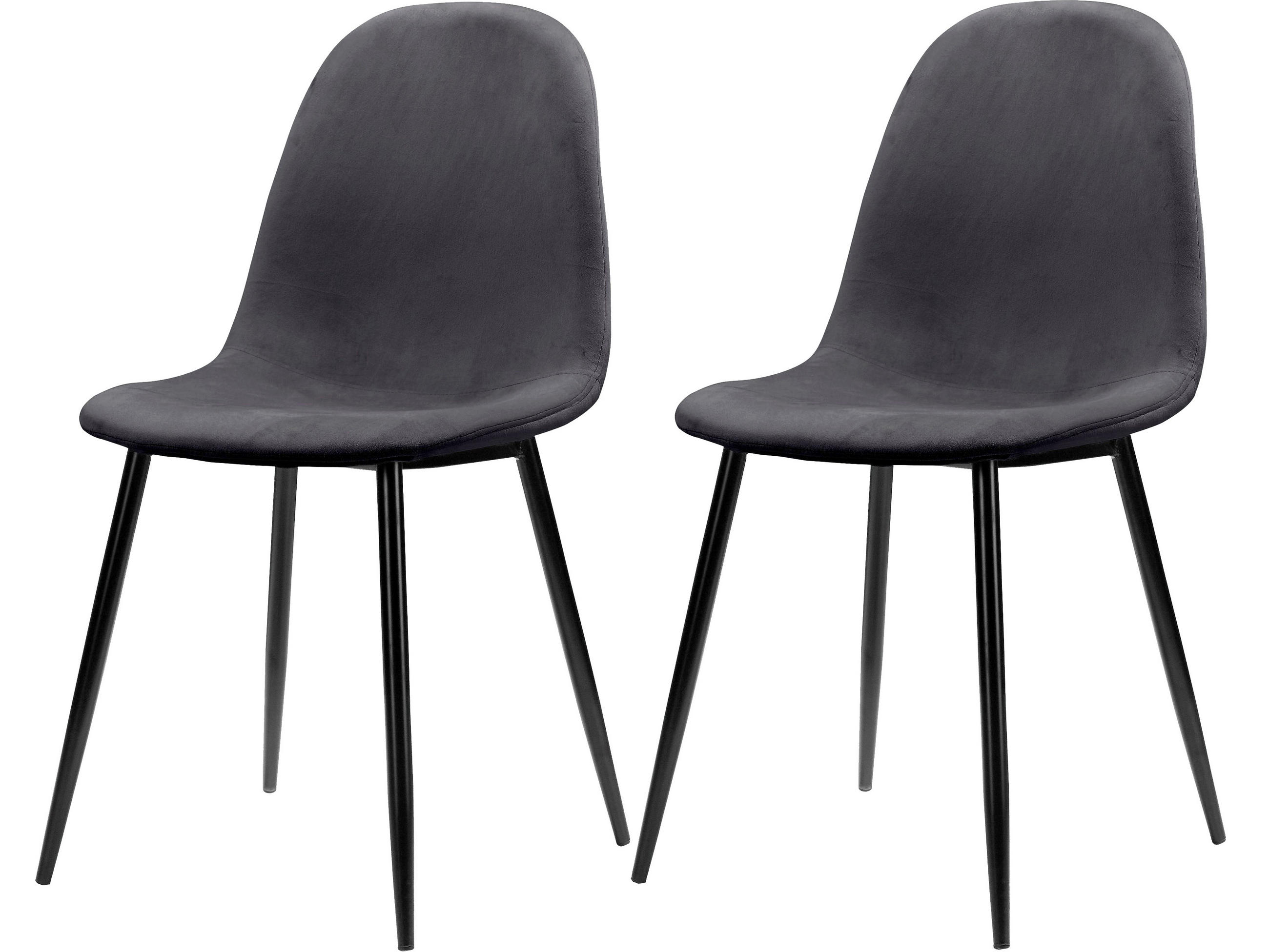 STUHL-SET Velours Anthrazit, Schwarz  - Anthrazit/Schwarz, Design, Textil/Metall (44/87/51cm) - MID.YOU