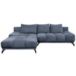 ECKSOFA in Chenille Dunkelblau  - Schwarz/Dunkelblau, MODERN, Textil/Metall (182/290cm) - Hom`in