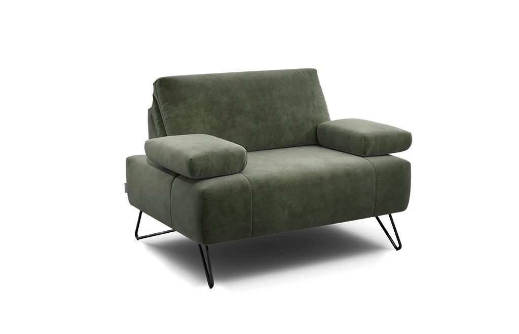 SESSEL Samt Waldgrün    - Waldgrün/Schwarz, Design, Textil/Metall (114-142/85/86-94cm) - SENSOO