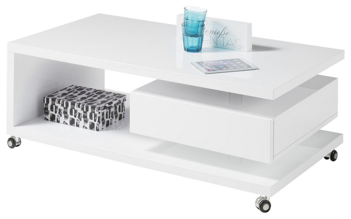 KLUBSKA MIZA, bela  - bela, Moderno, leseni material (110/59,5/41cm) - Hom`in